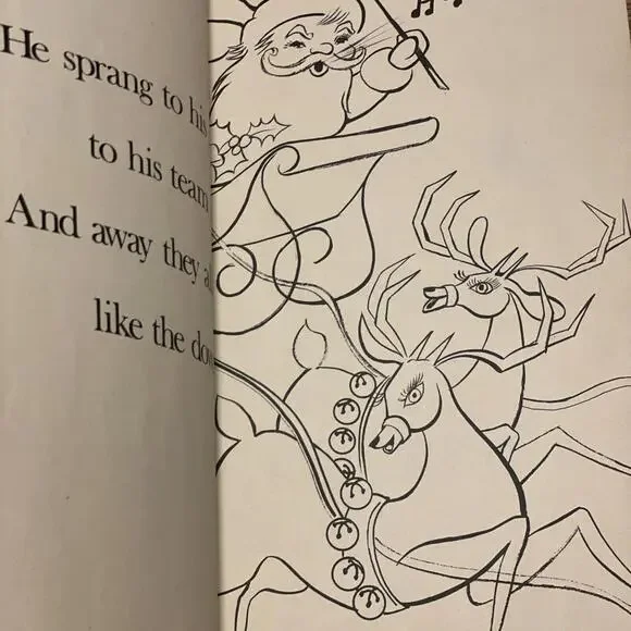 The Night Before Christmas Story Coloring Book Giant Size Clement C Moore 1974 - Picture 5 of 9